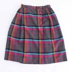 Vintage  Multi-Colour Plaid A-Line High Waisted Skirt
